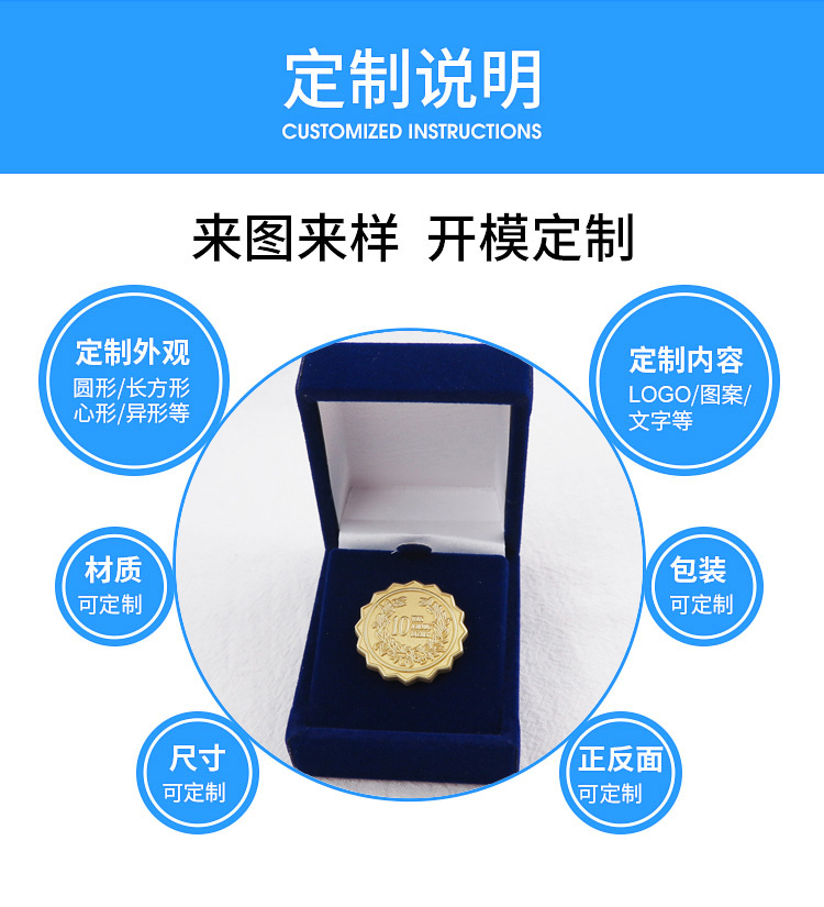 專業(yè)定制公司10周年慶紀(jì)念章,多種材質(zhì)工藝可選