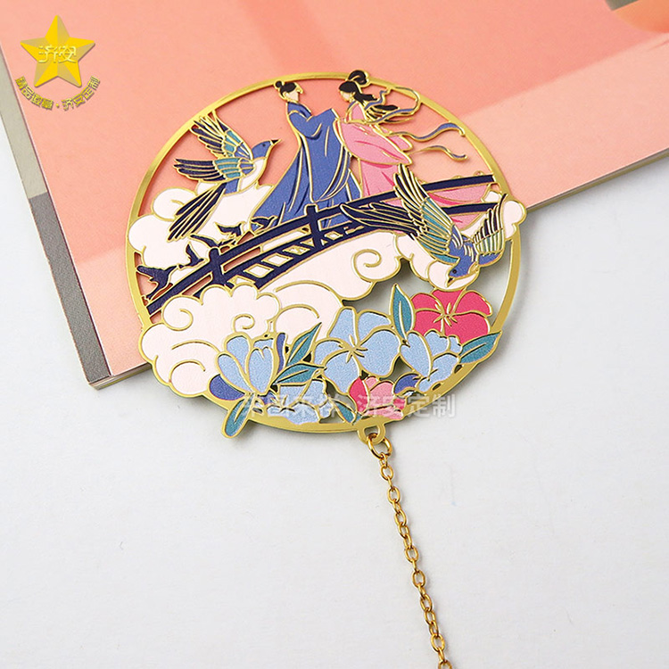 浪漫七夕節(jié)牛郎織女鵲橋相會(huì)創(chuàng)意書簽定制禮品,古風(fēng)書簽制作