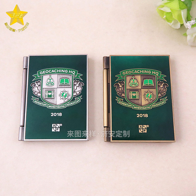 精致翻頁(yè)書紀(jì)念章個(gè)性紀(jì)念禮品制作廠家, 兩片式磁吸紀(jì)念章