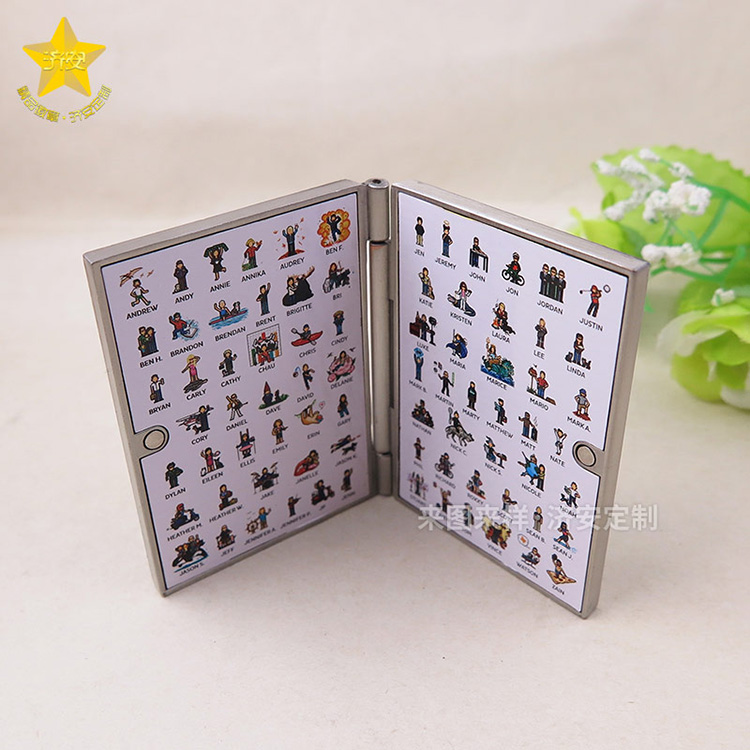 精致翻頁(yè)書紀(jì)念章個(gè)性紀(jì)念禮品制作廠家, 兩片式磁吸紀(jì)念章