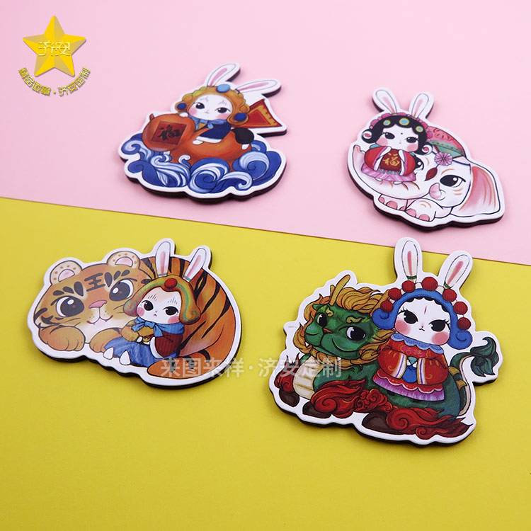 老北京兔兒爺銅版紙滴膠冰箱貼,節(jié)日祝福文創(chuàng)禮品