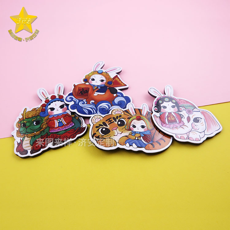 老北京兔兒爺銅版紙滴膠冰箱貼,節(jié)日祝福文創(chuàng)禮品