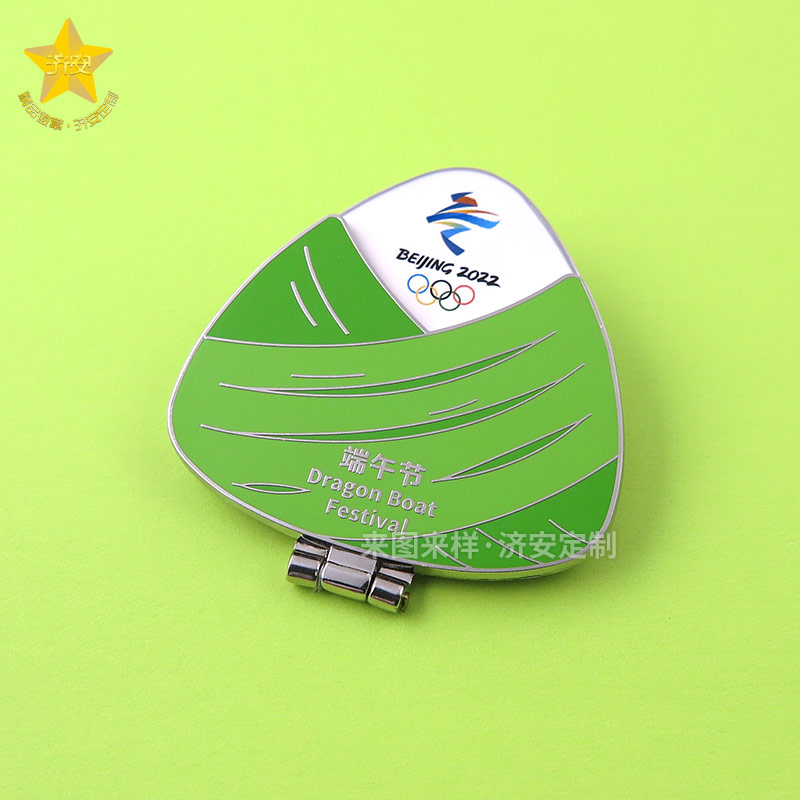 端午文創(chuàng)翻蓋徽章定制，賽龍舟金屬徽章