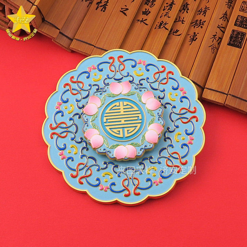 纏枝紋國潮文化創(chuàng)意冰箱貼,金屬旋轉(zhuǎn)冰箱貼,創(chuàng)意禮品
