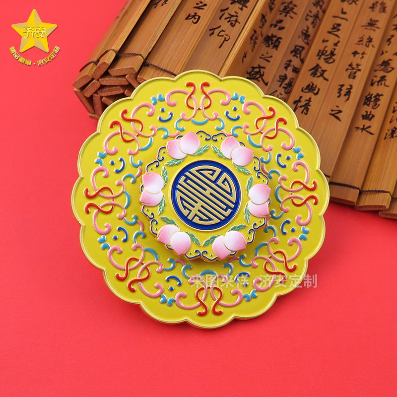 纏枝紋國(guó)潮文化創(chuàng)意冰箱貼,金屬旋轉(zhuǎn)冰箱貼,創(chuàng)意禮品